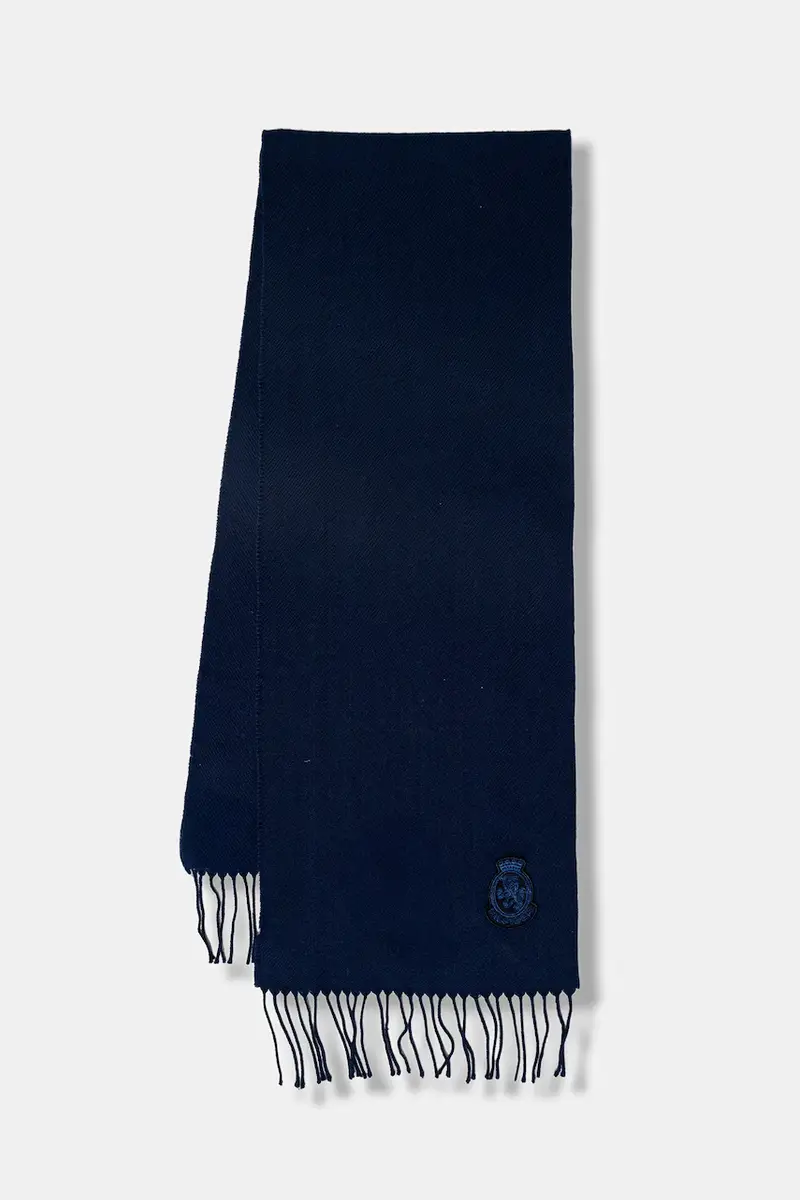 Tommy Hilfiger sciarpa in lana uomo colore blu navy con applicazione AM0AM13789