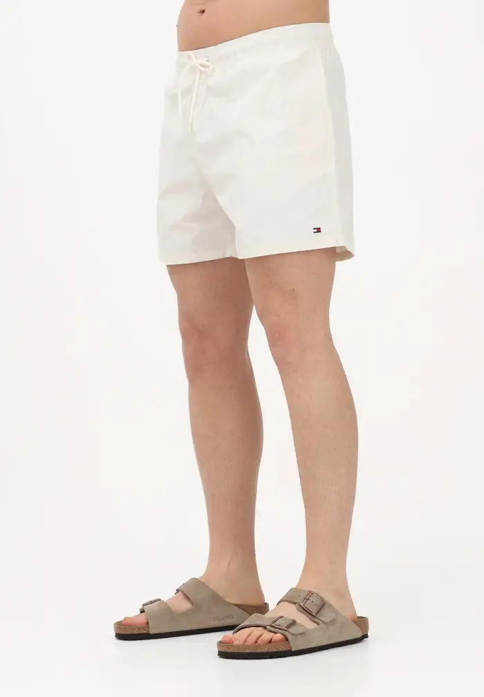 Tommy Hilfiger Shorts mare panna da uomo con logo