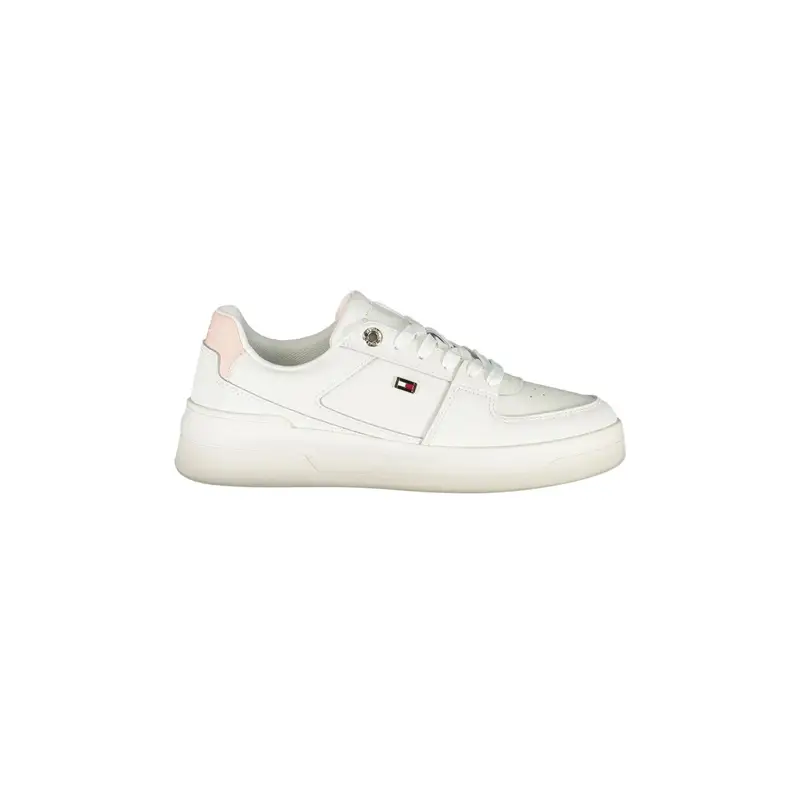 Tommy Hilfiger Sneakers Donna Bianche Lacci Pelle Logo Bianco