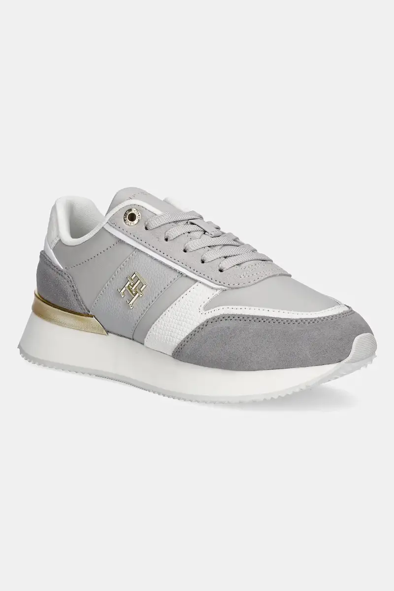 Tommy Hilfiger sneakers in pelle TH FASHION RUNNER colore grigio FW0FW08475