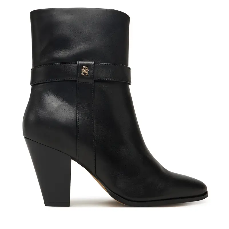 Tommy Hilfiger Stivaletti Th T-Strap Leather Pointy Bootie FW0FW08984 Nero
