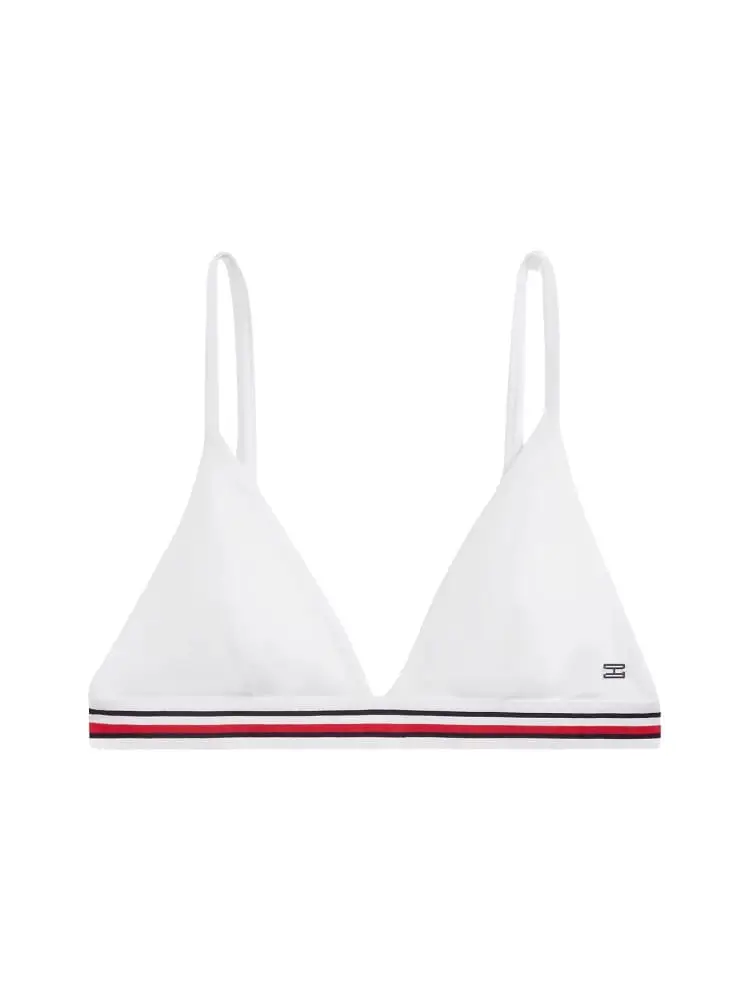 Tommy Hilfiger top bikini donna a triangolo bianco con fascia iconica
