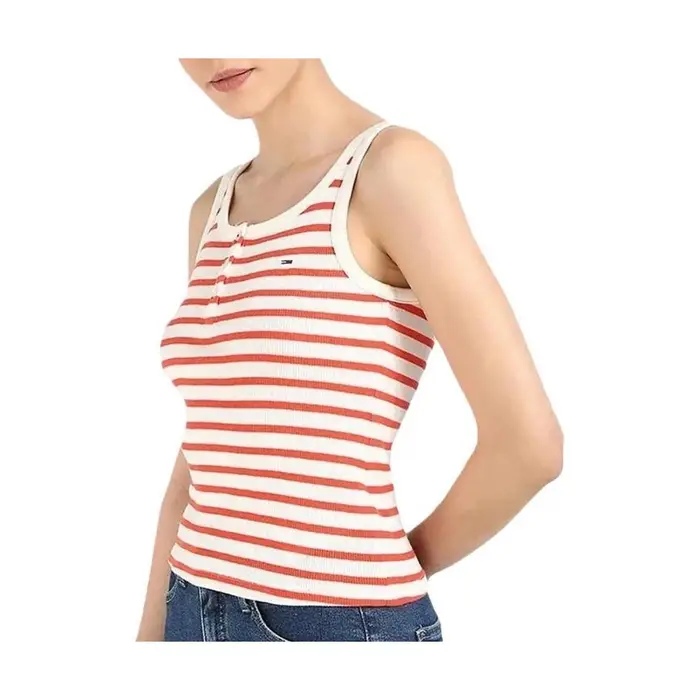 Top Tommy Hilfiger Slim Button Tank Bianco
