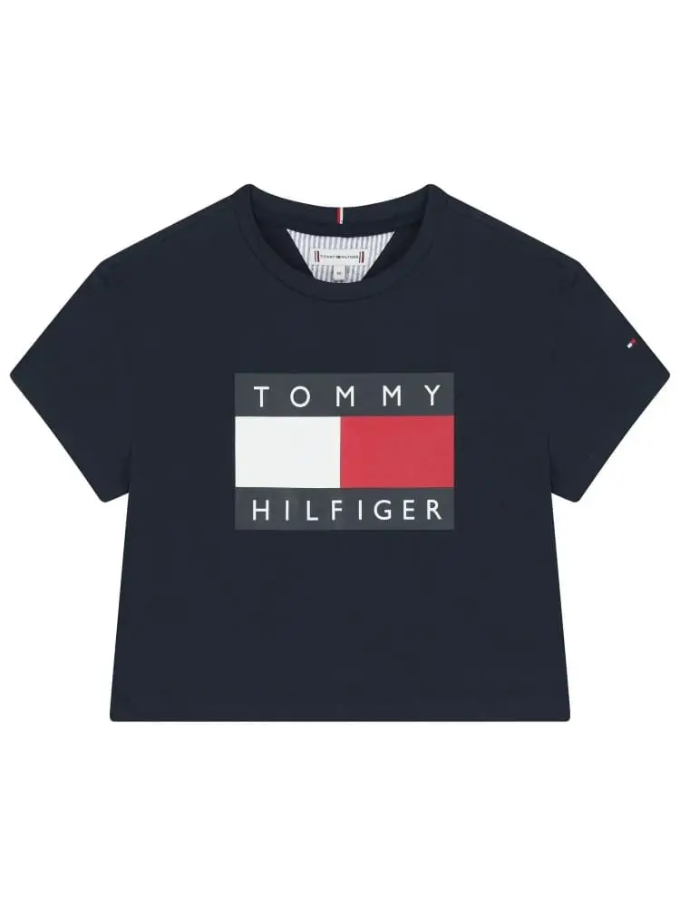 Tommy Hilfiger tshirt blu navy bambina maxi logo