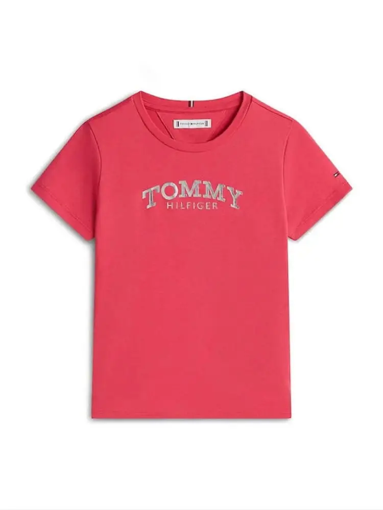 Tommy Hilfiger tshirt fucsia bambina logo sul davanti