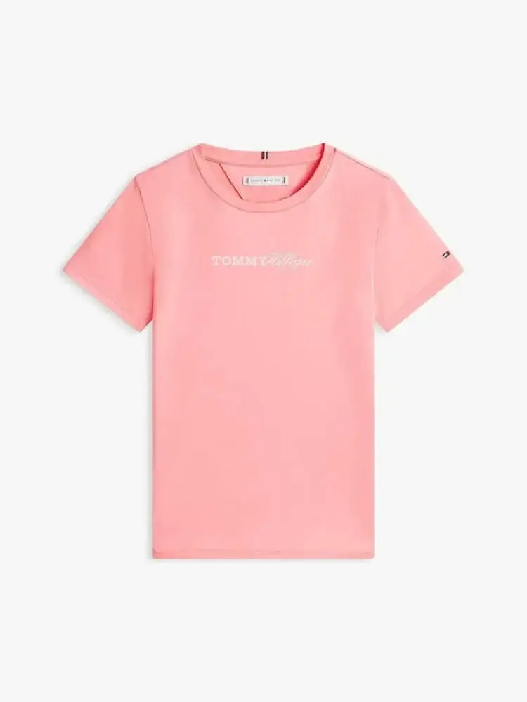 Tommy Hilfiger tshirt rosa bambina maxi logo