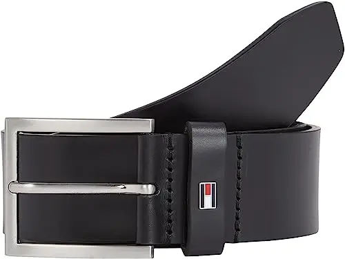 Tommy Hilfiger Uomo Cintura Hampton 4.0 Cintura in Pelle, Nero (Black), 95 cm