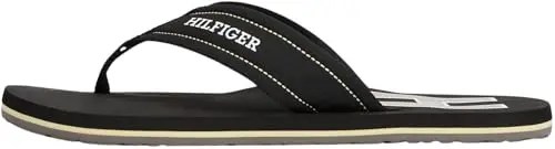 Tommy Hilfiger Uomo Flip Flops Padded Beach Sandal Infradito, Nero (Black)