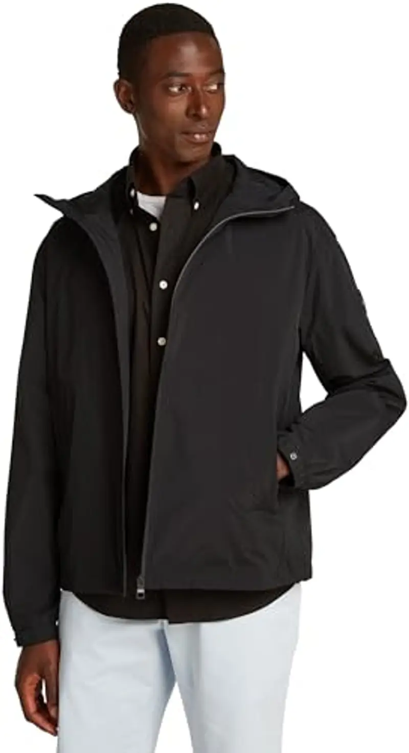 Tommy Hilfiger Uomo Giacca a Vento Branded Hooded Sportiva, Nero (Black)