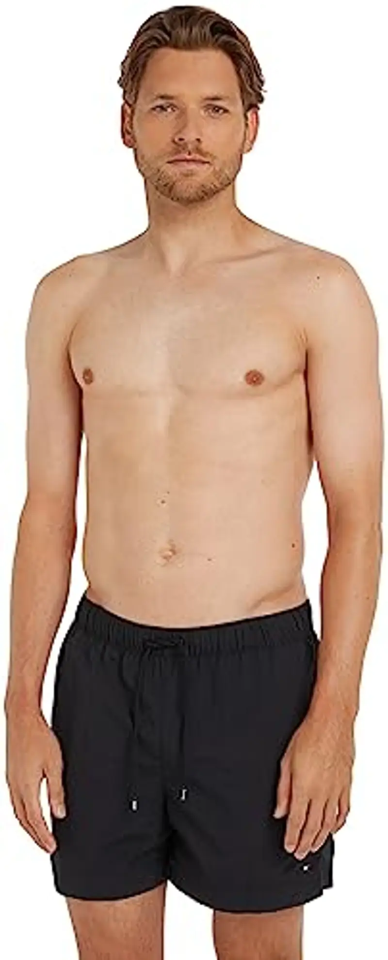 Tommy Hilfiger Uomo Pantaloncino da Bagno Medium Drawstring Lunghezza Media, Nero (Black)