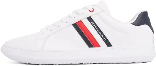 Tommy Hilfiger Uomo Sneakers con Suola Preformata Essential Leather Cupsole in Pelle, Bianco (White)