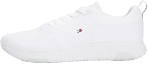 Tommy Hilfiger Uomo Sneakers Running Corporate Knit Rib Runner Scarpe Sportive, Bianco (White)