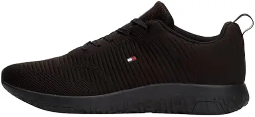 Tommy Hilfiger Uomo Sneakers Running Corporate Knit Rib Runner Scarpe Sportive, Nero (Black)