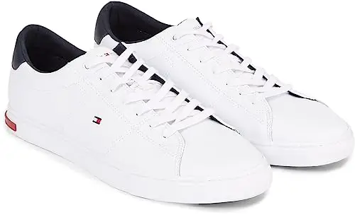 Tommy Hilfiger Uomo Sneakers Vulcanizzate Essential Leather Detail Vulc Scarpe, Bianco (White)