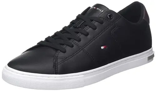 Tommy Hilfiger Uomo Sneakers Vulcanizzate Essential Leather Detail Vulc Scarpe, Nero (Black)