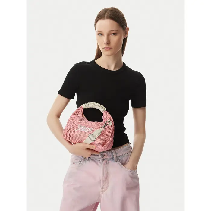 Borsetta Tommy Jeans Tjw Summer Crochet Crossover AW0AW18779 Rosa chiaro