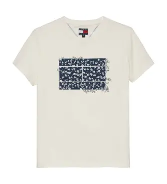 per donna DW0DW20897 Maglietta floreale bianca (XS), Bianco, Casual, Manica corta, Cotone biologico, Sostenibile