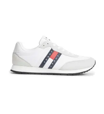 per uomo EM0EM01709 Sneakers con logo e mix di texture, bianche (46), Basso, Stringhe, Casual, Sostenibile, Poliestere riciclat