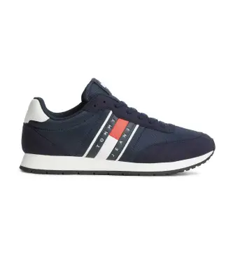 Tommy Jeans per uomo EM0EM01709 Sneakers con logo e mix di texture marine, Blu, Basso, Stringhe, Casual, Sostenibile, Poliestere ricic