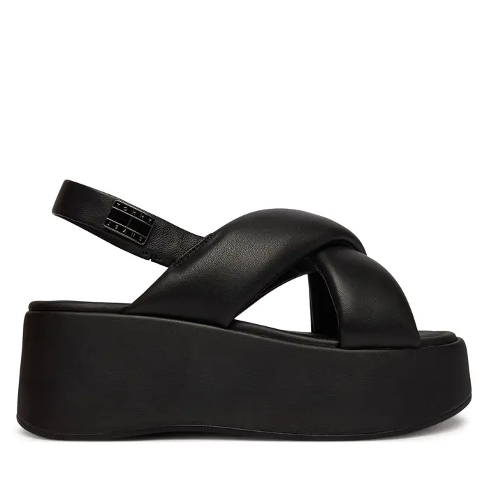 Sandali Tommy Jeans Padded Strap Wedge Sandals EN0EN02946 Nero