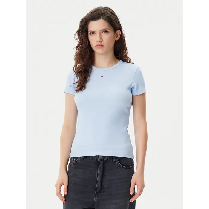 T-shirt Essential DW0DW17383 Celeste Slim Fit Azzurro chiaro
