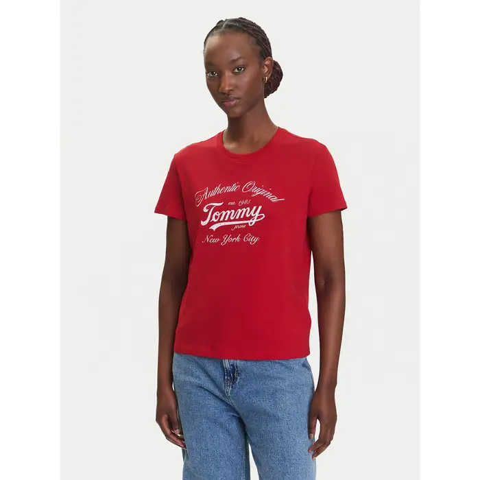 T-shirt Essential DW0DW21404 Rosso Regular Fit