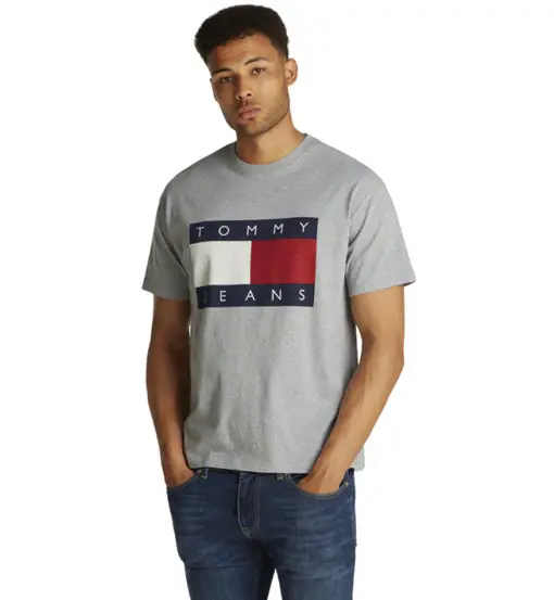 TOMMY JEANS TJM Melange Big Flag M - T-shirt - uomo Grey