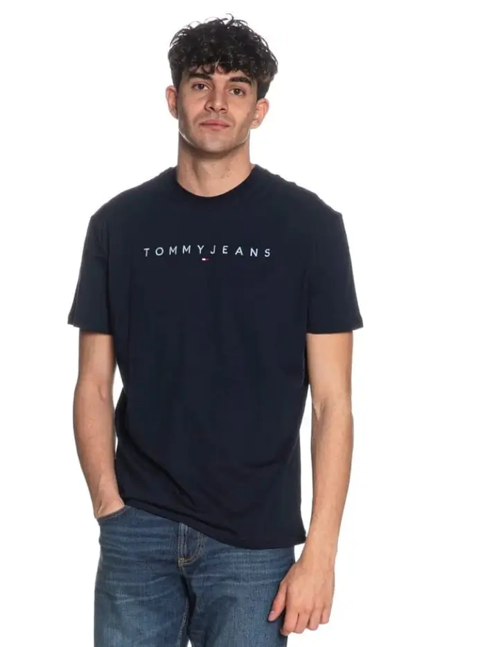 tshirt blu scuro uomo logo celeste