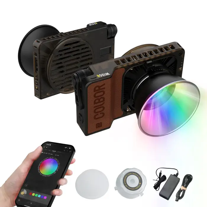COLBOR W100R Luce Video RGB Tascabile 100W Luce LED di Riempimento per Fotografia 2700K-6500K Dimmerabile APP UK Plug
