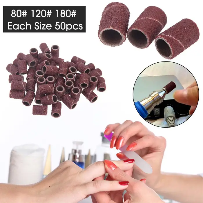 TOMTOP JMS 150 pezzi/confezione Bande abrasive per Manicure Pedicure Macchina per Trapano Unghie 80# 120# 180# Ogni Misura 50 pezzi