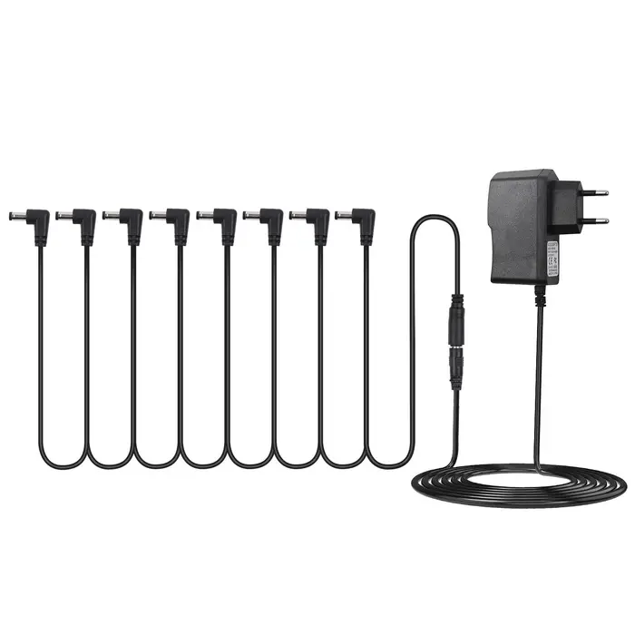 TOMTOP JMS Adattatore di alimentazione per pedale effetto chitarra con cavo di alimentazione a margherita a 8 vie ad angolo retto EU Plug