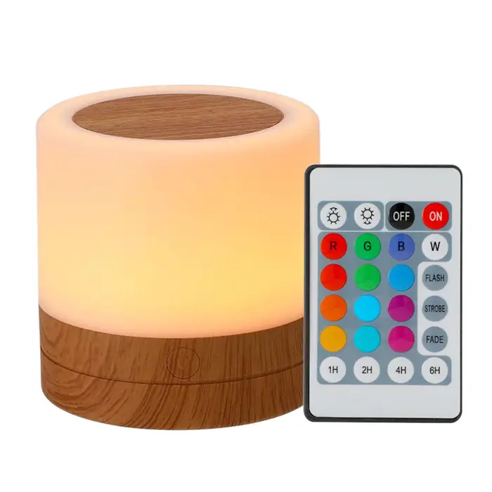 TOMTOP JMS LED da tavolo Lampada notturna colorata da comodino per camera da letto Lampada da notte RGB toccante USB con telecomando bianco