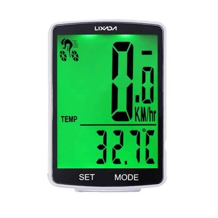 TOMTOP JMS LIXADA Computer da bici wireless multifunzionale con schermo LCD Computer da bicicletta Mountain Bike White Shell verde