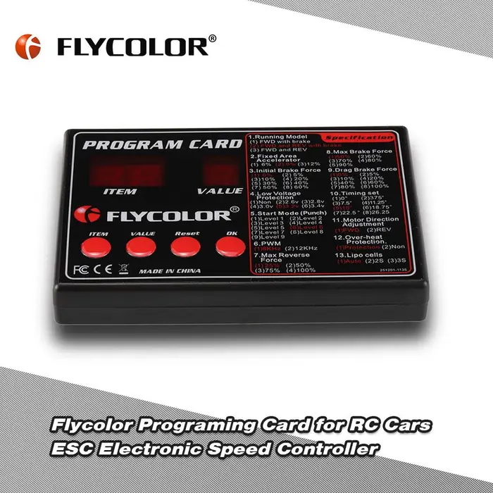TOMTOP JMS Scheda di programmazione Flycolor a 4 pulsanti per regolatore di velocità elettronico per auto RC