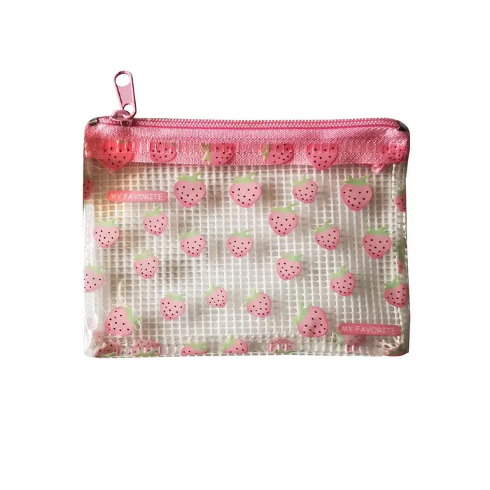 TOMTOP JMS Simpatico astuccio per penne in PVC, portadocumenti per cartoni animati, organizer per cosmetici in rete con cerniera per la