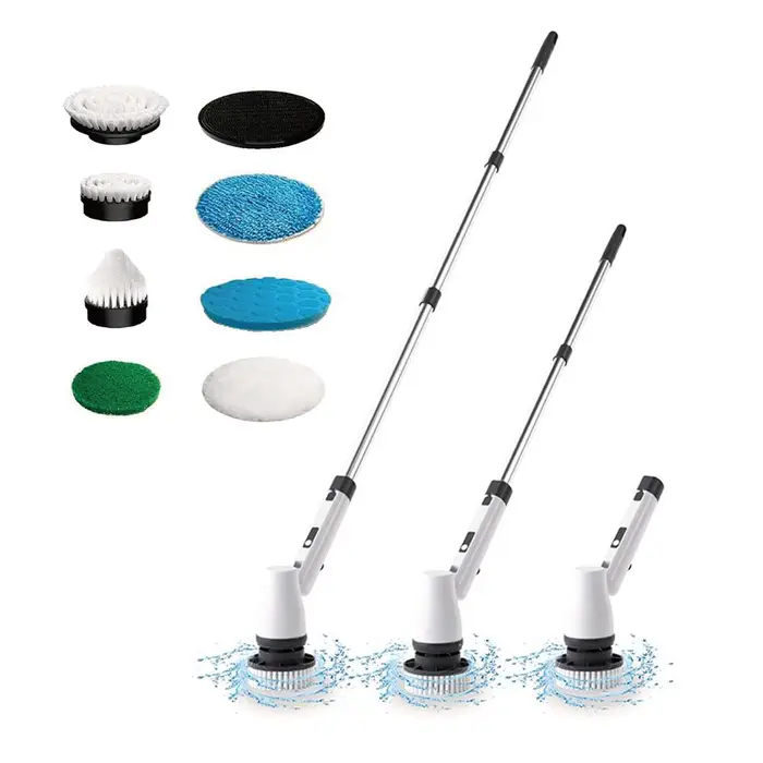 Spazzola per pulizia 7 in 1 Spazzola elettrica rotante a 2 velocità e senza fili ricaricabile regolabile in 3 angoli bianco