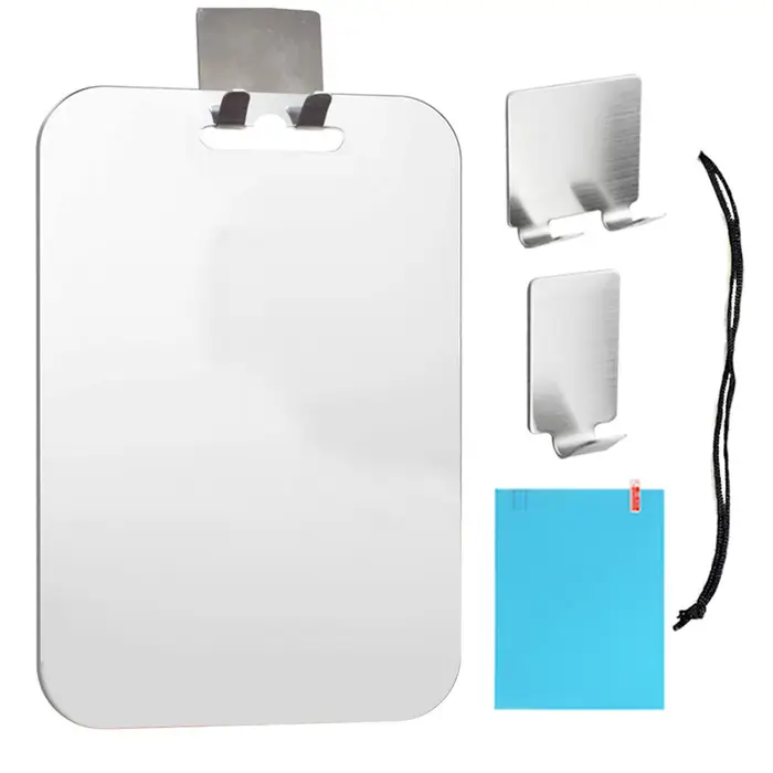 Specchio da doccia per la rasatura Specchio da parete per bagno antiappannamento con ganci per rasoio Specchio portatile antiappannamento argento