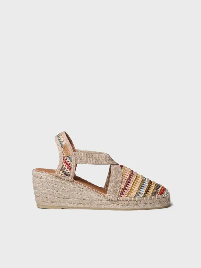 TONI PONS Espadrilla con zeppa media in rafia multicolore | TERRA-NM MULTI