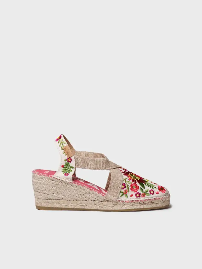 Espadrilla da donna con zeppa e ricamo multicolore | MONTJOI PEONIA