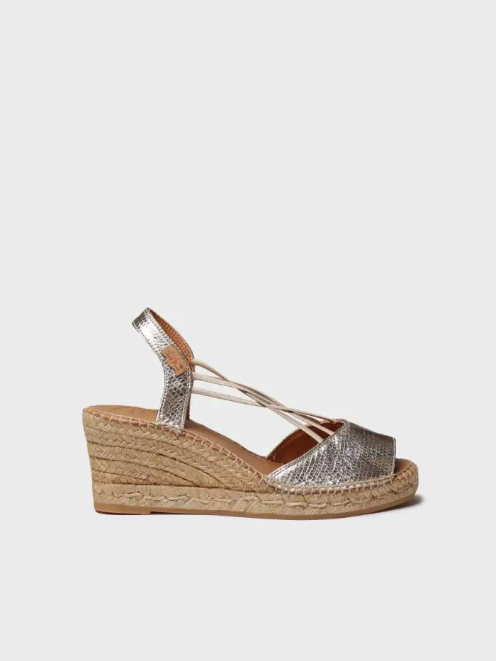 TONI PONS Espadrilla da donna con zeppa in pelle con elastici | SABINA-CA DORATO