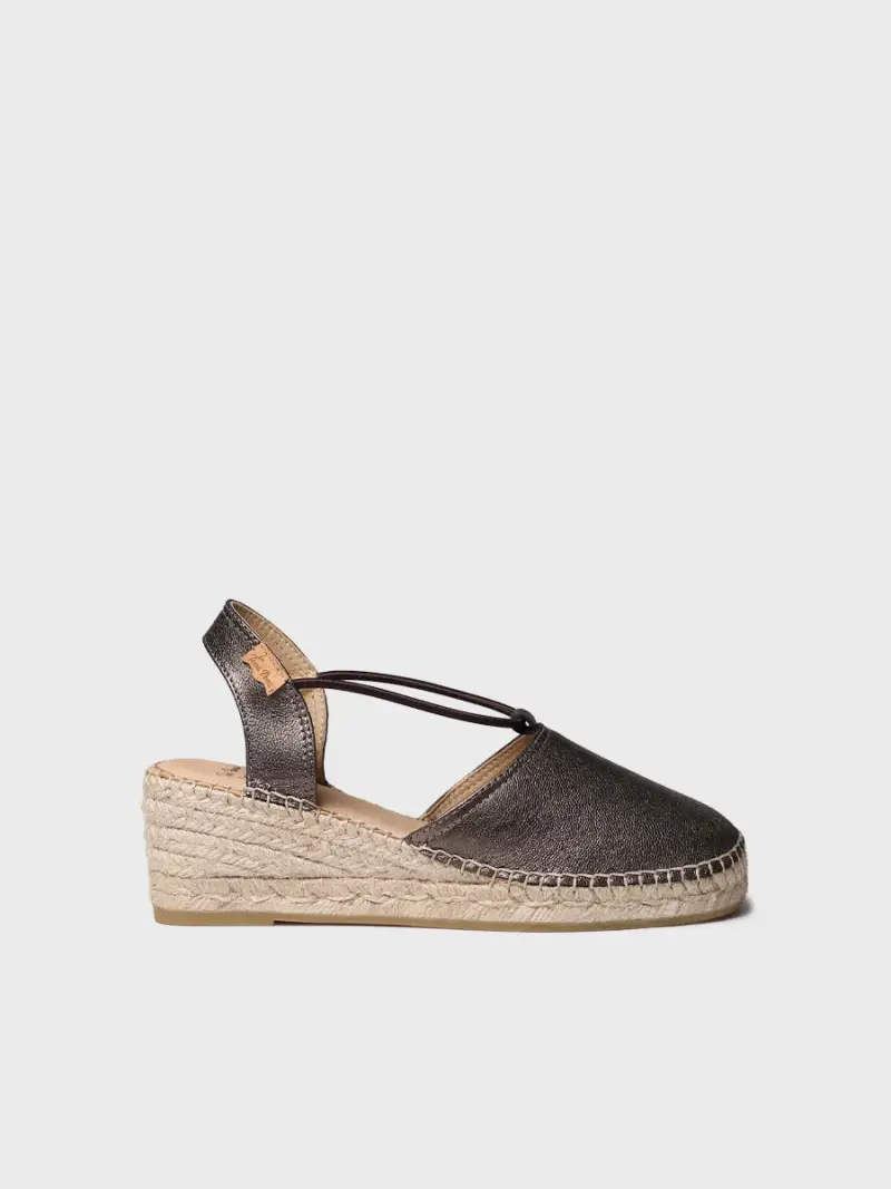TONI PONS Espadrilla da donna con zeppa in pelle con elastici | TANA BRONCE