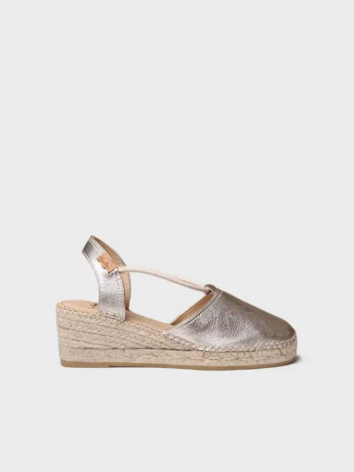 TONI PONS Espadrilla da donna con zeppa in pelle con elastici | TANA DORATO