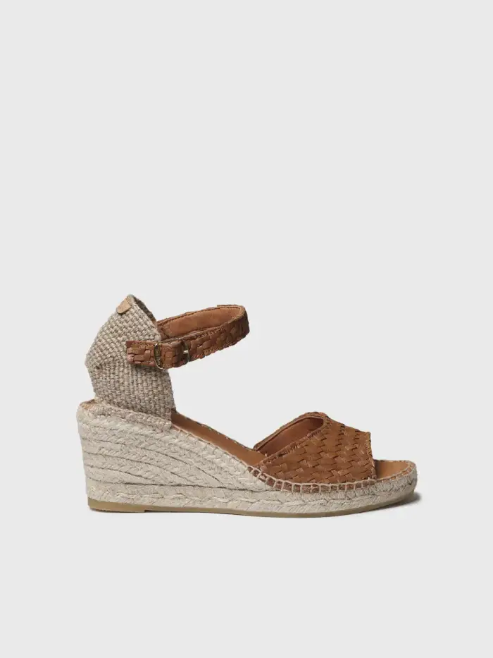 Espadrilla da donna con zeppa in pelle intrecciata | SARAI CUOIO