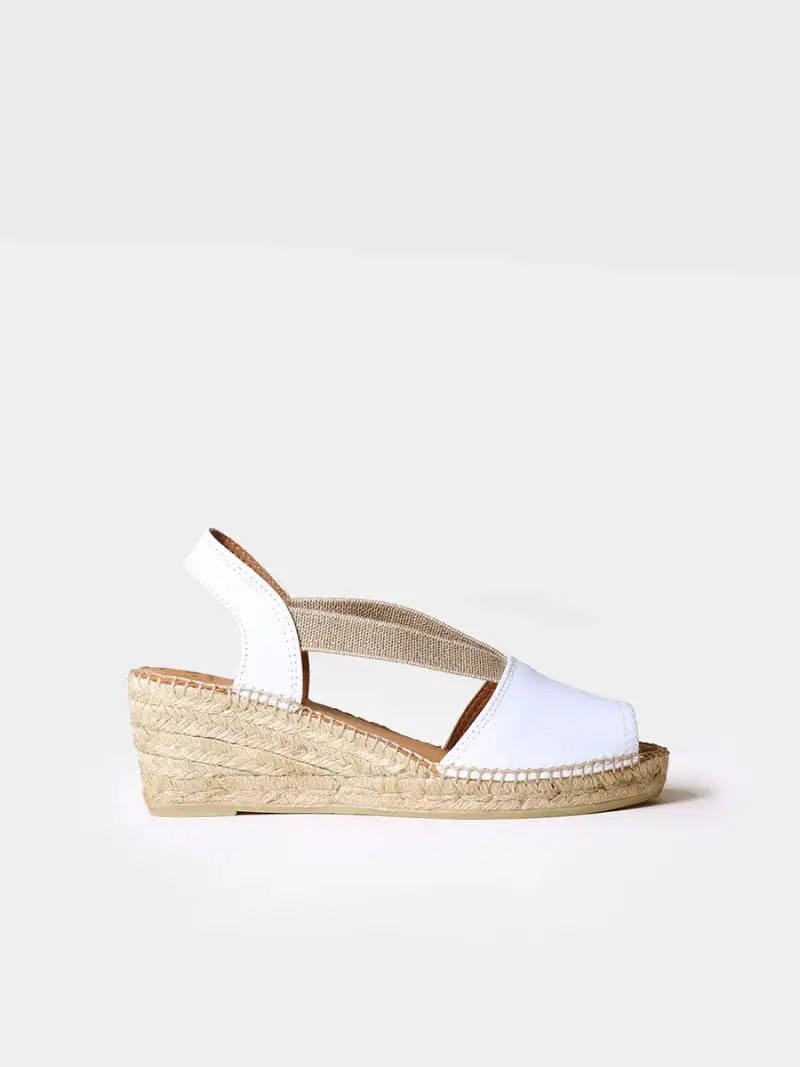 TONI PONS Espadrilla slingback in pelle con zeppa media | TEIDE-P BLANCO