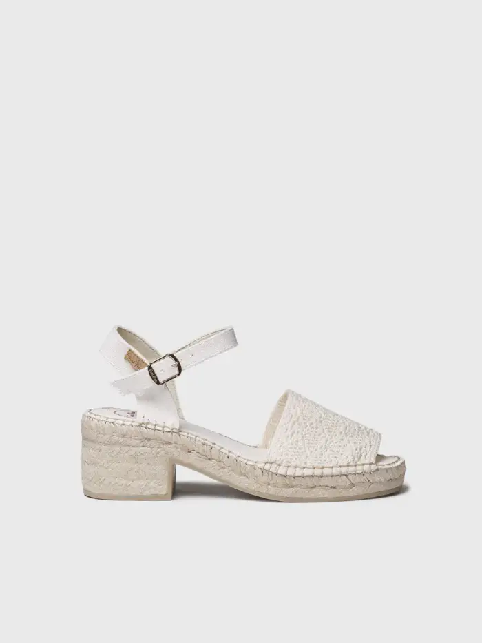 TONI PONS Espadrillas con tacco basso da donna all uncinetto | DOROTEA-AD ECRÙ