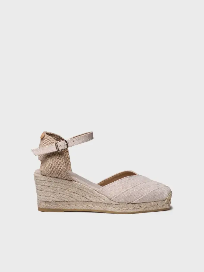 Espadrillas da donna con zeppa in tela di cotone | CLARA ECRÙ
