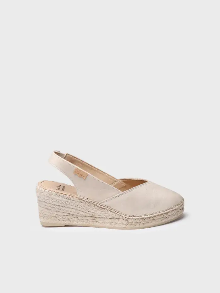 TONI PONS Espadrillas da donna in pelle con zeppa per una calzata più ampia GHIACCIO