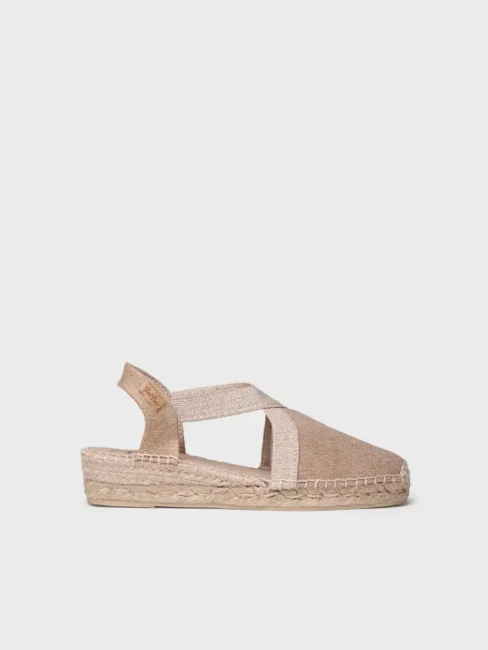 TONI PONS Espadrillas da donna senza tacco in tessuto di cotone vegan TOSTATO