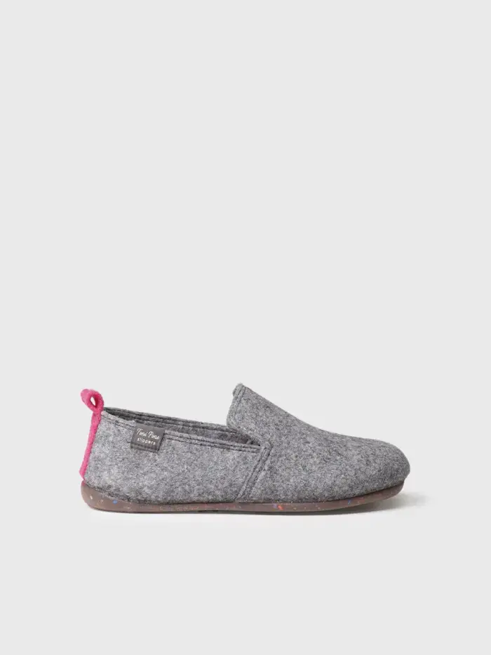 Pantofole da donna in tessuto trapuntato e feltro GRIGIO