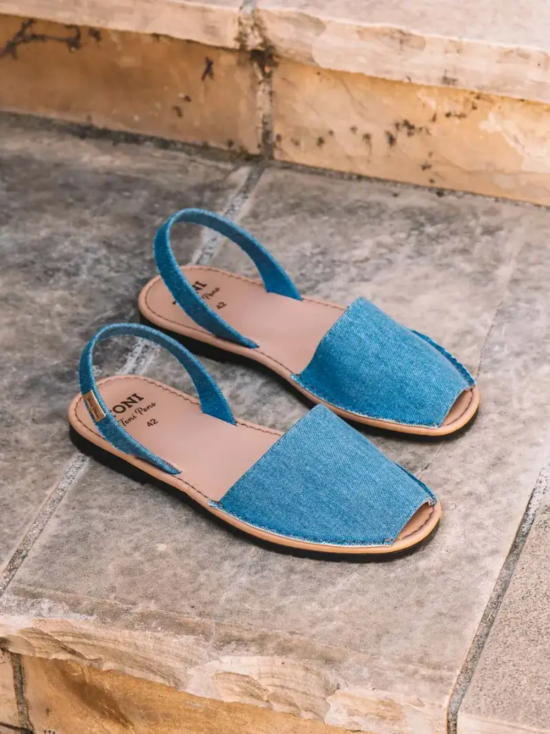 TONI PONS Sandali da uomo in denim con suola in cuoio TEXANO